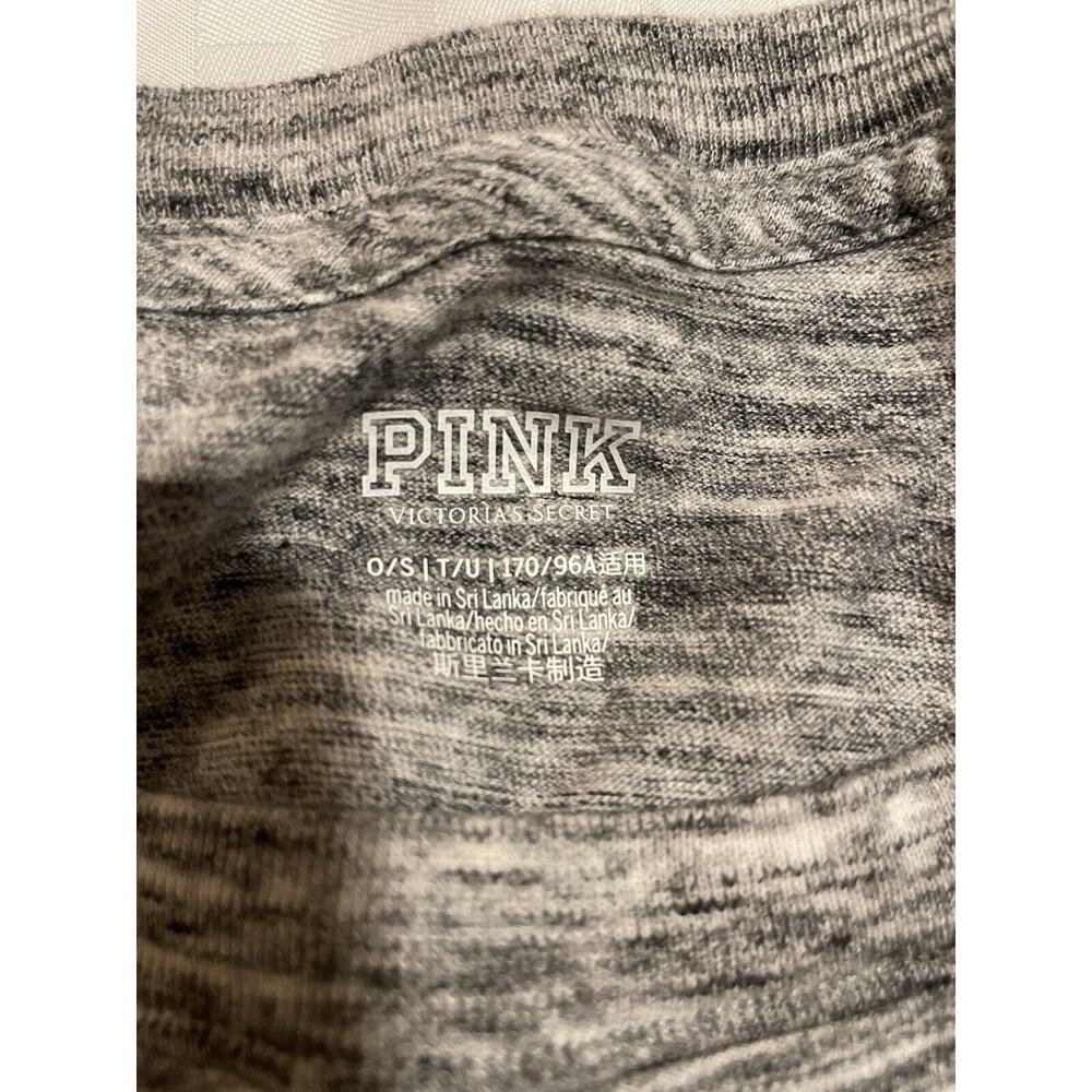 Pink Victoria Secret Sleep Pajama PJ Bed Shirt Heather Gray Rainbow Heart OSFA - Picture 5 of 8